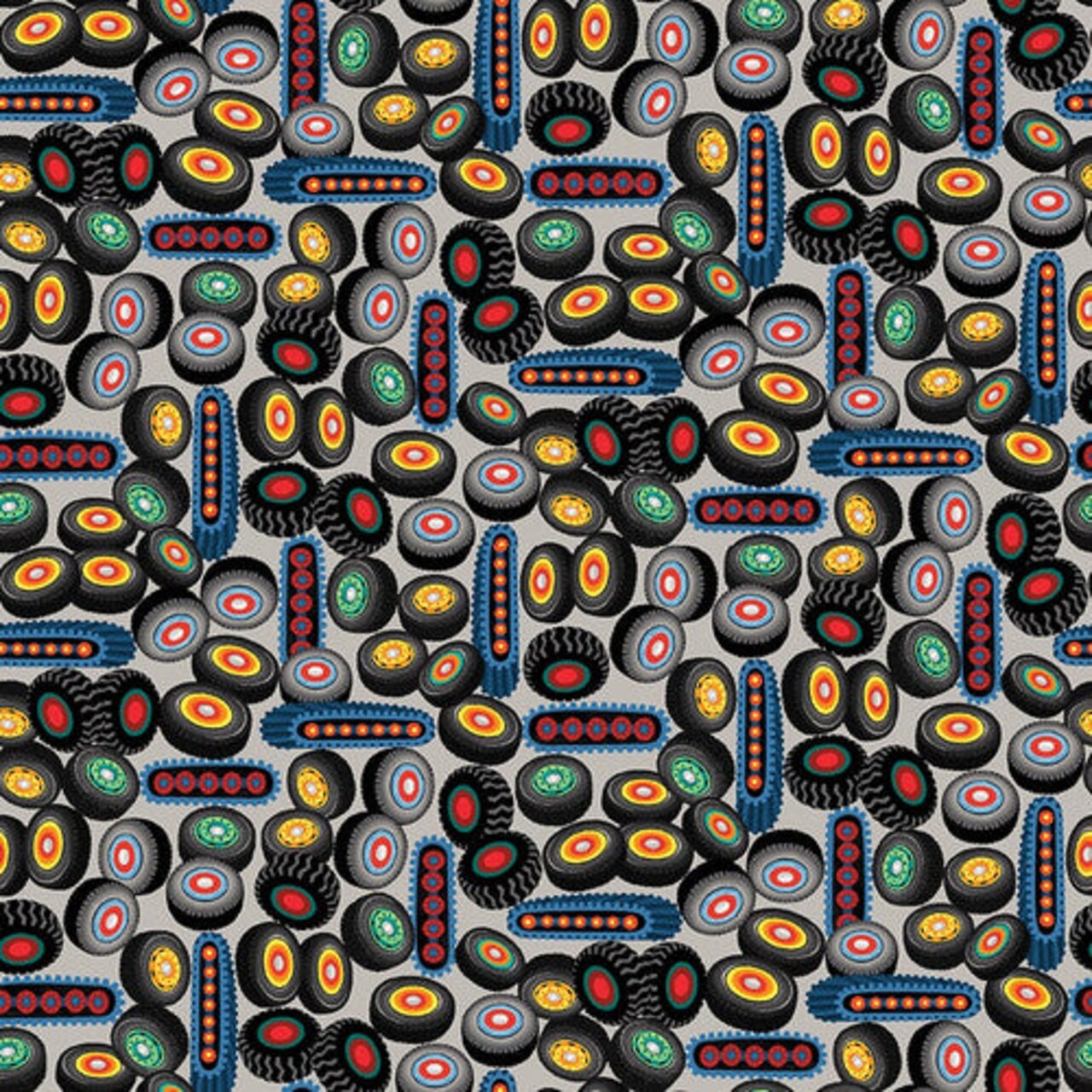 Fabric Blank Quilting Black Tires Another Brick in the Wall by the Quarter Yard 3698-99